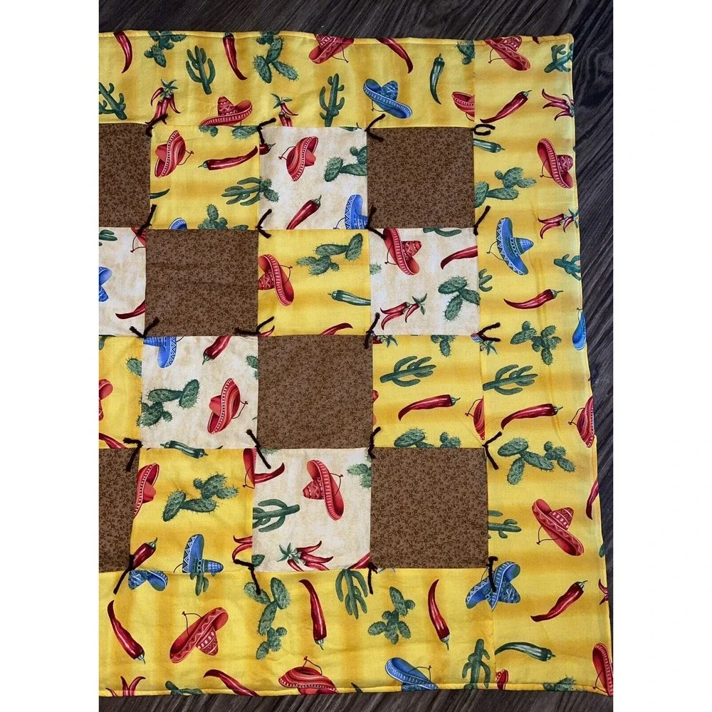 Handmade Hand Quilted Throw/Toddler‎ / Crib / Baby Quilt 31.5”x 43” #5
